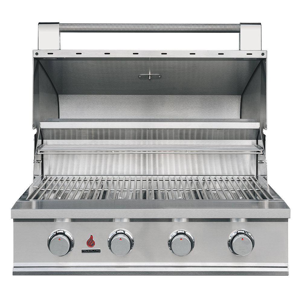 TrueFlame TFE32 E Series built-in grill open hood view