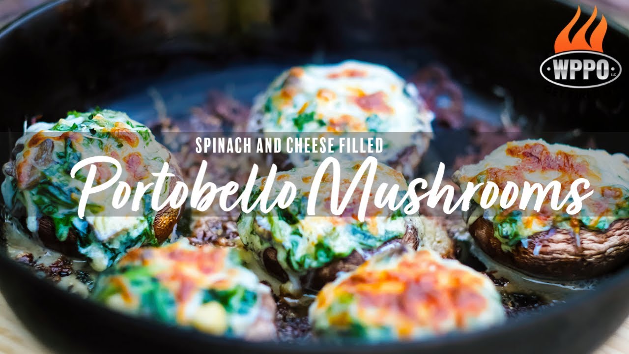 Creamy Spinach Stuffed Portobello Mushrooms in a WPPO Outdoor Oven