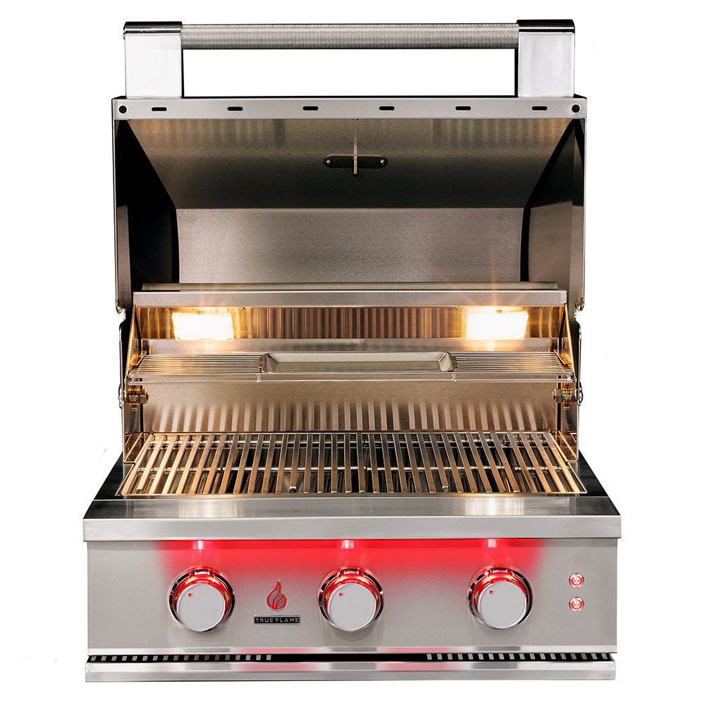 TrueFlame TF25 built-in grill open hood view