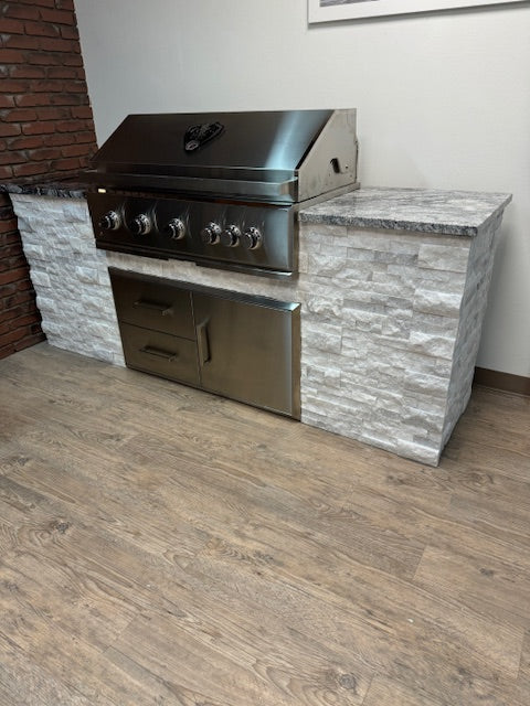 Representative WPPO modular outdoor kitchen with built-in grill; configurations vary