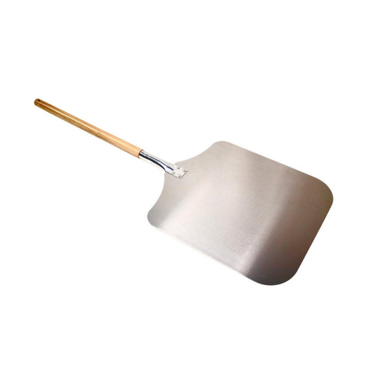 Aluminum Pizza Peel, Long Handle - Traditional - Wood Handle 16" x 40L" - WPPO LLC Direct