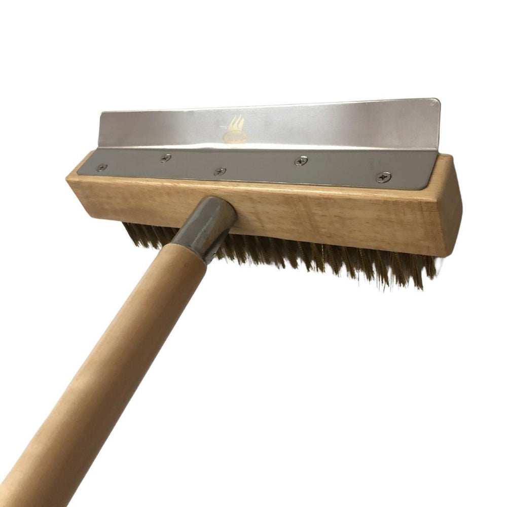 Pizza Oven Brush with Scraper and Wooden Handle. - WPPO LLC Direct